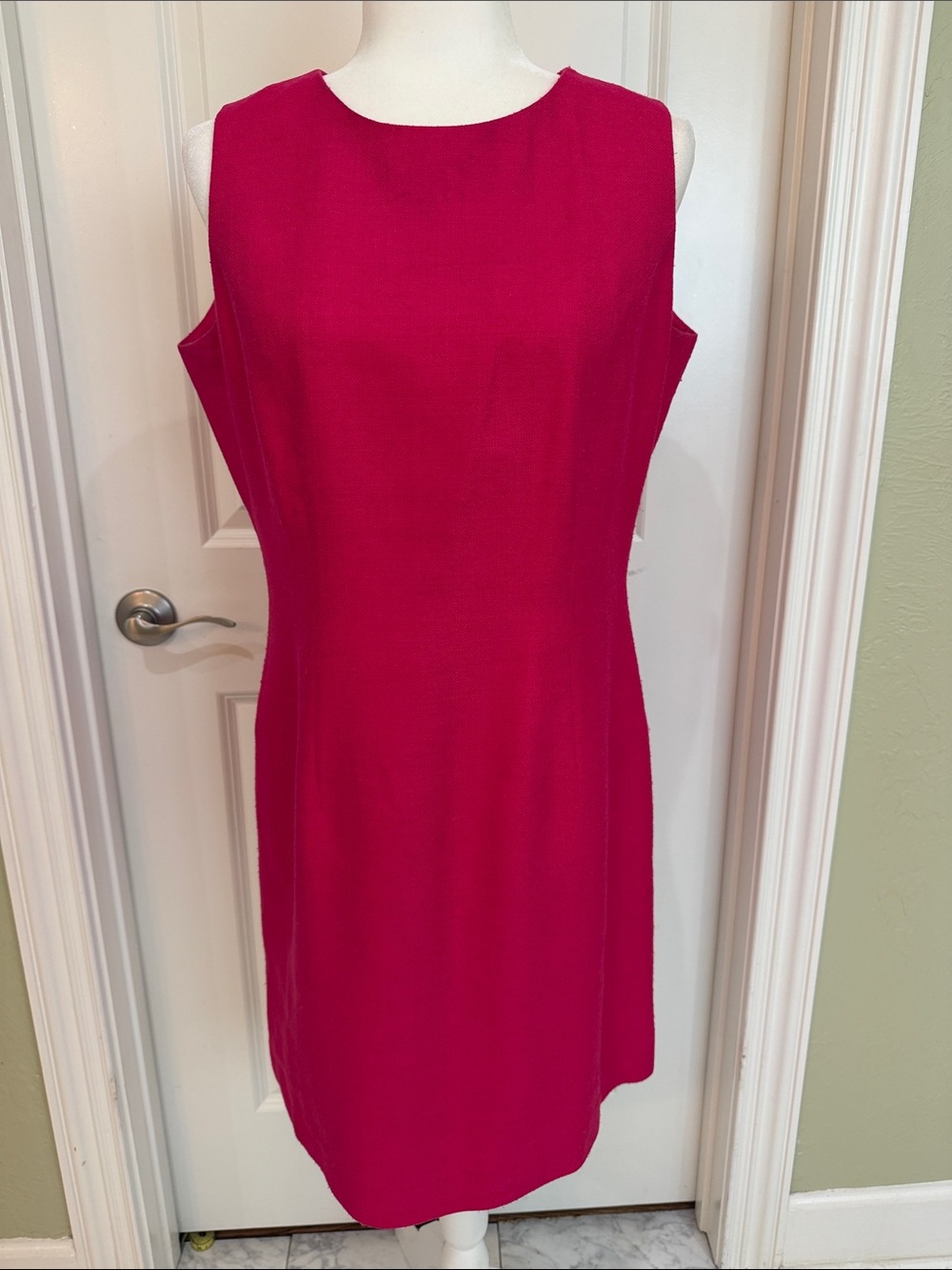 Vintage Doncaster Silk Sleeveless Fuchsia Sheath Dress